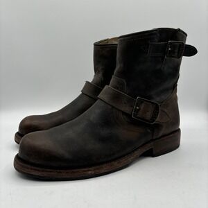 FRYE WAYDE ENGINEER 8" Boots Men's US Size 7 B Brown Leather Pull On 87343